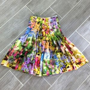Pretty ASOS fabric floral colorful midi flare mermaid skirt 2/0/XS